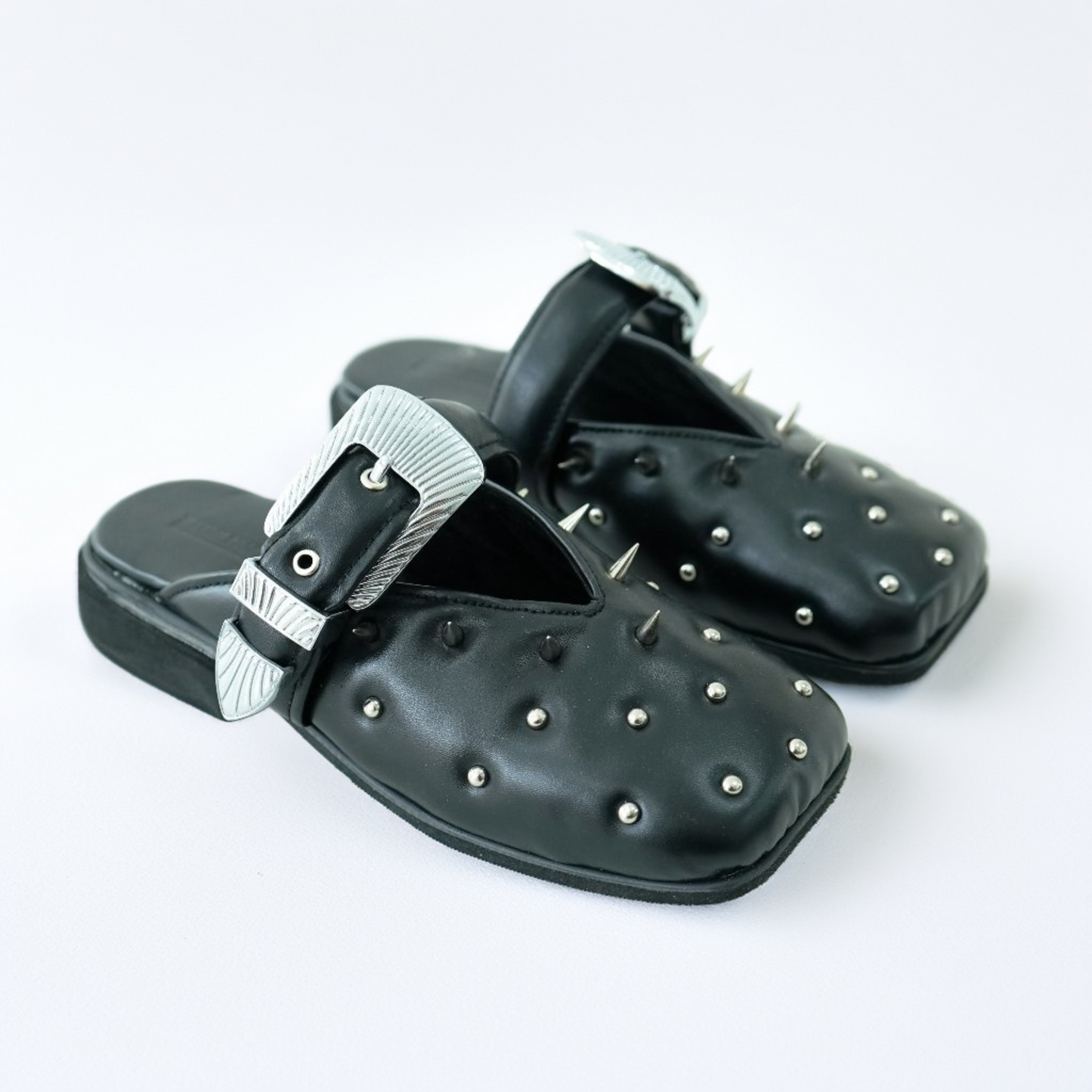 Gaye Studded Buckle Mules