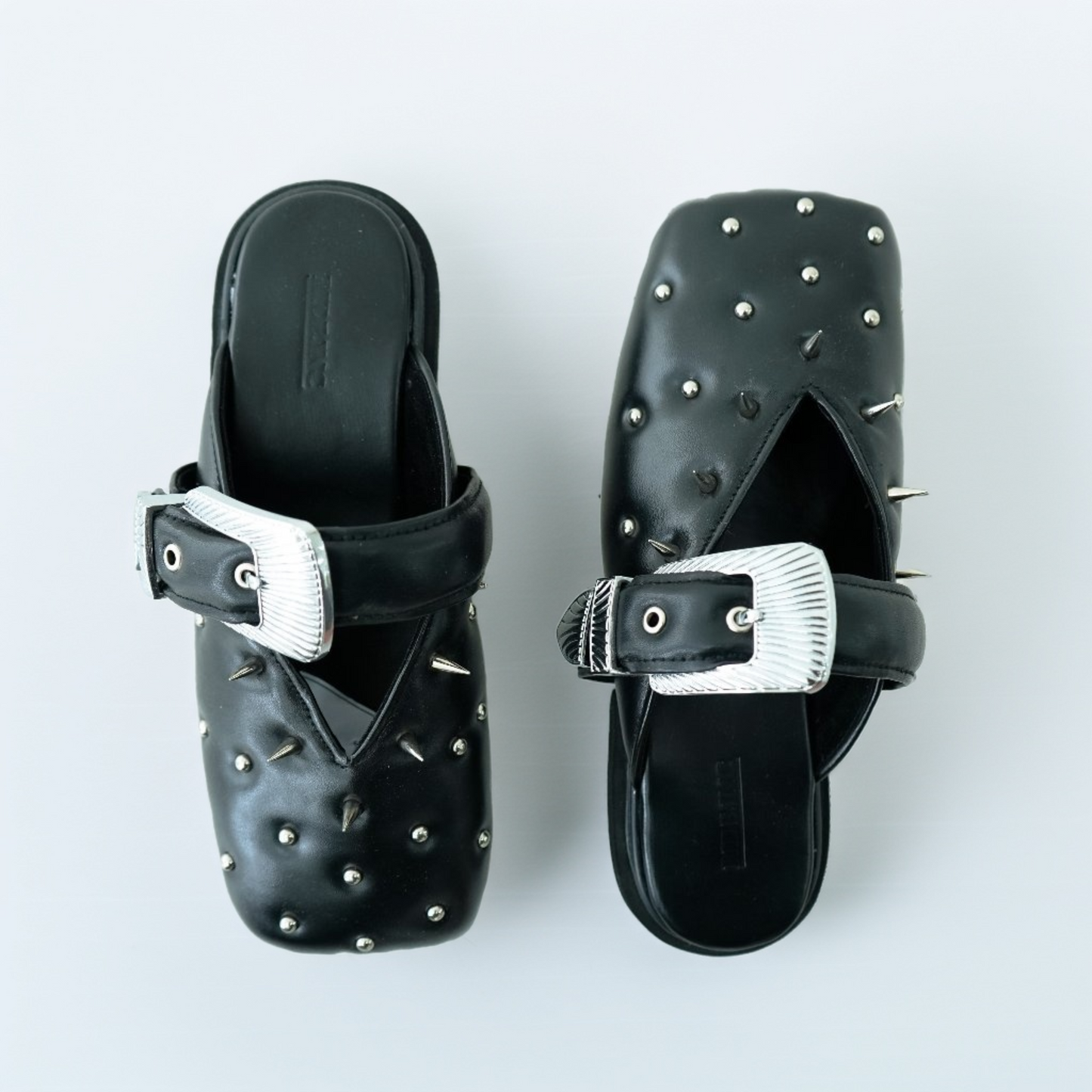 Gaye Studded Buckle Mules