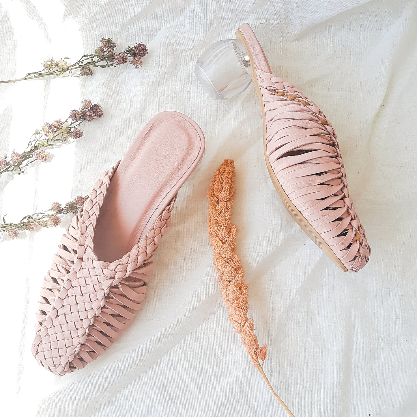 Freya Handwoven Mules Heels ( clear heels )