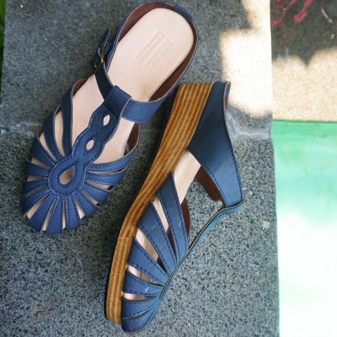 Jess Mules Wedges Navy